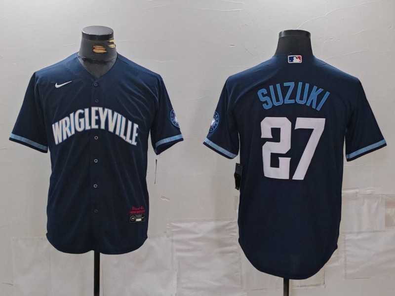 Men%27s Chicago Cubs #27 Seiya Suzuki Navy City Connect Cool Base Stitched Jersey->kansas city royals->MLB Jersey